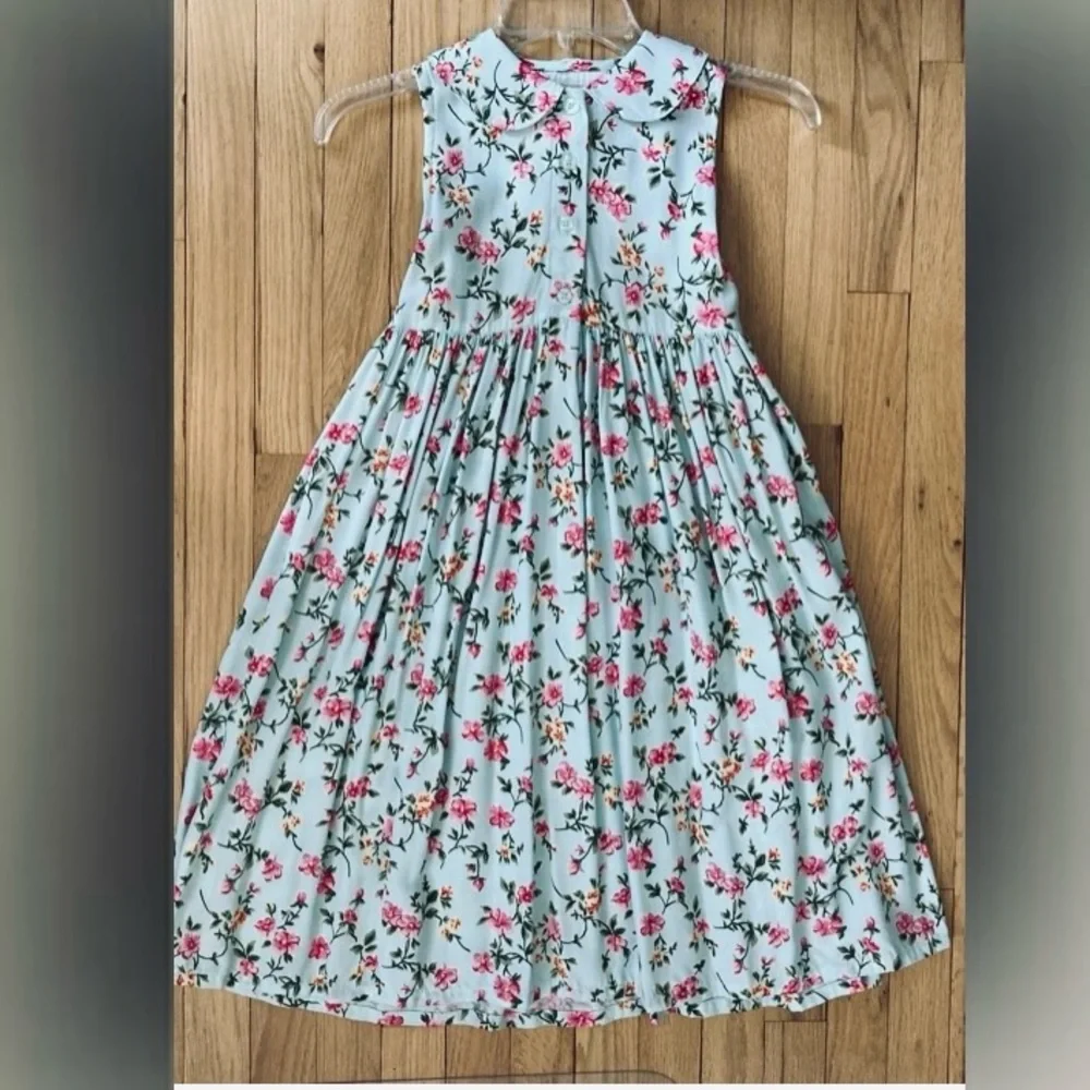 NWT Vintage The Children’s Place Pale Aquamarine Print Midi length dress, 6X-7 - Picture 1 of 7